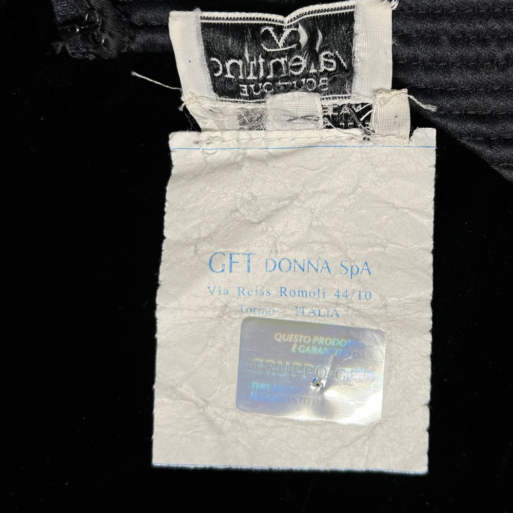 VINTAGE Valentino Boutique Black Velvet Quilted Detail Cami Top Size 10 - Picture 8 of 10